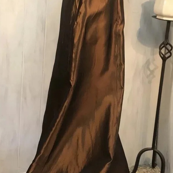 LAZARO USA Strapless Double Taffeta Chocolate/Gold Gown, Size 10, WOW, Worn 1X - Picture 3 of 6
